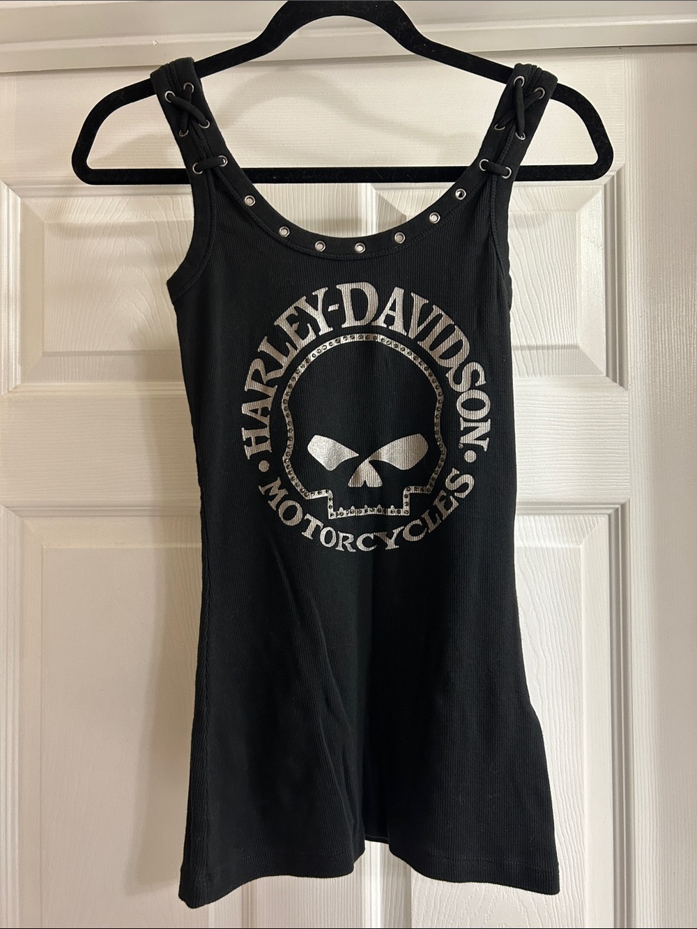 Harley-Davidson Black Tank with Silver Skull Logo